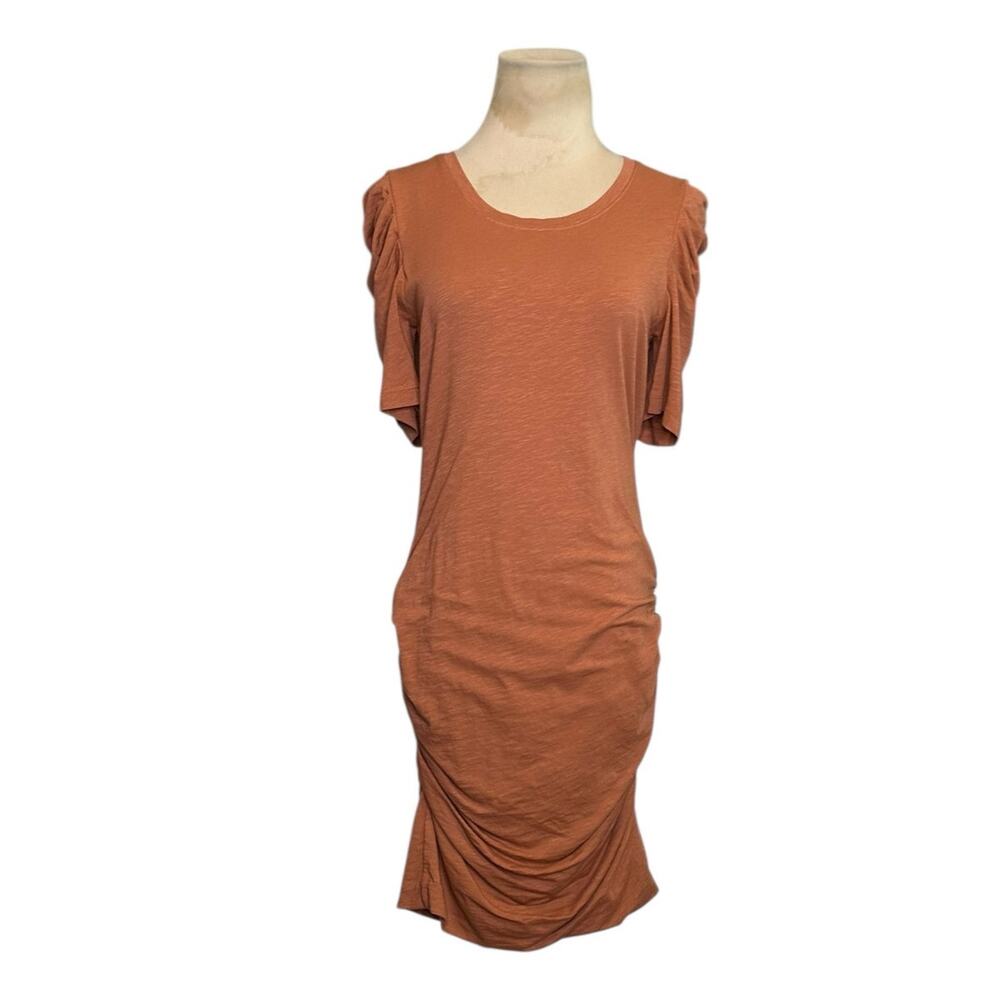 Sundry Brown Puff Short Sleeves Ruched Mini Dress Size 2
